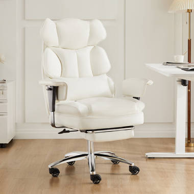 High back white discount leather office chair